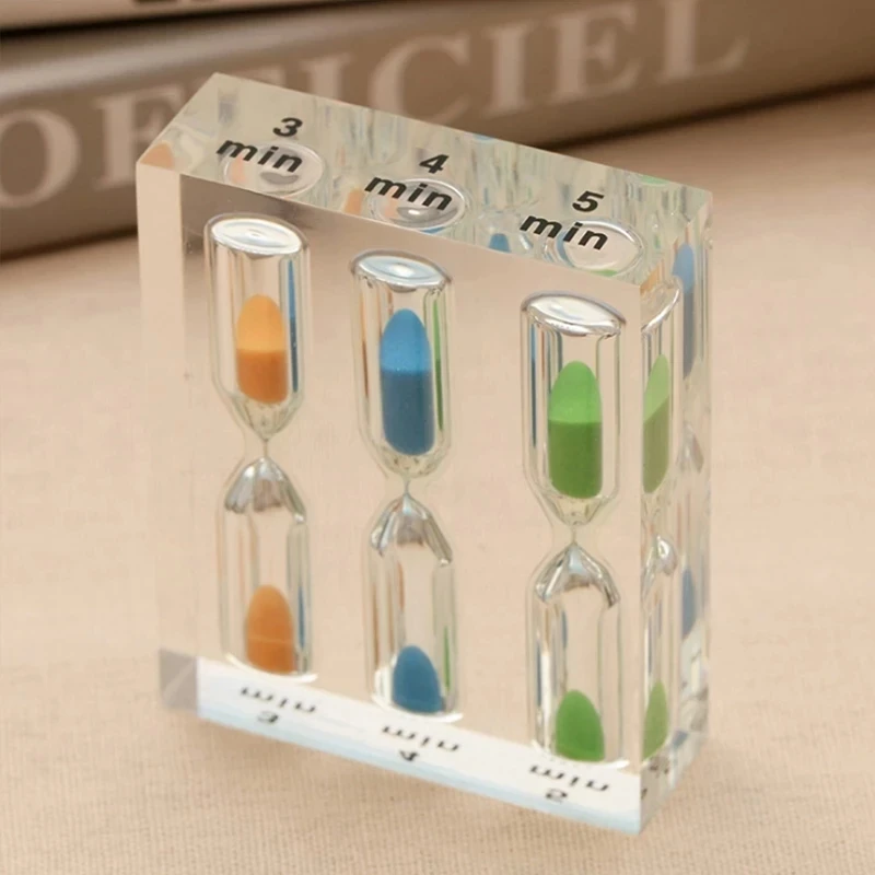 1/2/3 Minute Colorful Hourglass Timer Three-In-One Acrylic Hourglass Sandglass Sand Timer Clock 3+4+5 Minutes Sand Clock Timers