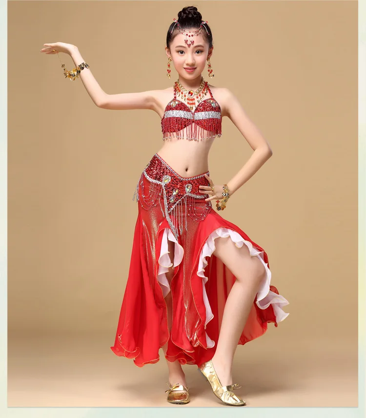 

New Style Belly dance costume clothes wear kids dance child bellydance children gift indian dance 2pcs-3pcs Bra&Belt&Skirt CW001