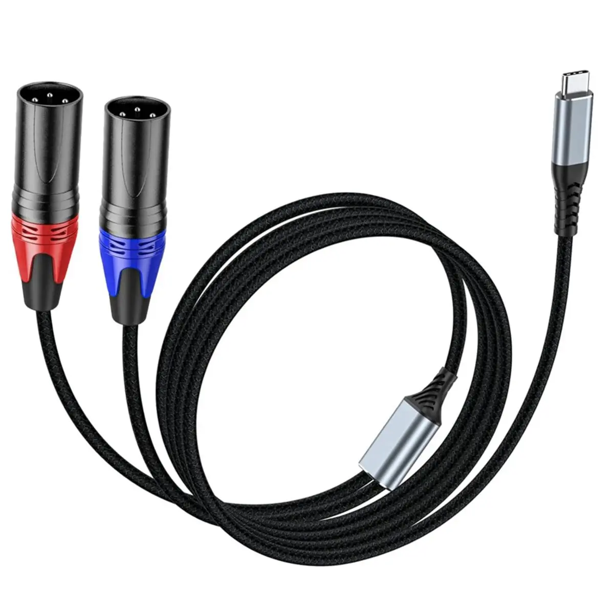 Type-C to Dual 3-Pin XLR Aux Audio Cable Built in Chipset USB C to Dual XLR Audio Cable for Speaker, Amplifier(1m)