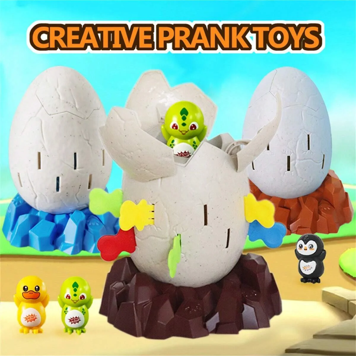 Desktop Games Party Creative Prank Toys Four Pirate Bucket Dinosaur Chicken Duck Penguin Egg Toys