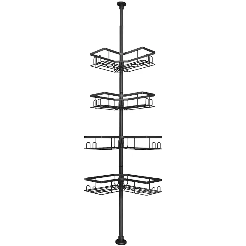 floor-to-ceiling-triangle-shelf-retractable-punch-free-design-bathroom-corner-storage-rack