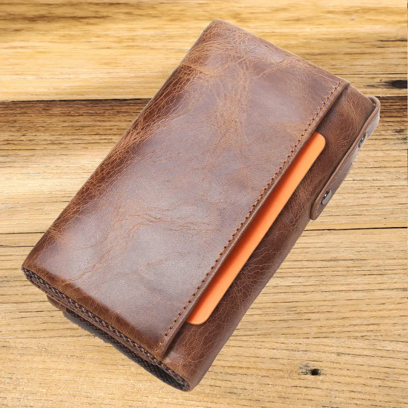 HTS-1013 Men's Wallet Leather Fashionable Key Bag Retro Large Capacity Multifunctional Coin Purse
