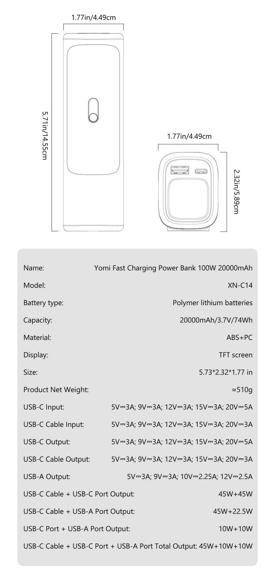 Rocoren Power Bank 100W 20000mAh Charge Rapide PD pour PC Portable 30 S25f84f3885a04131b96b5f5835df9069p Rocoren Power Bank 100W 20000mAh Charge Rapide PD pour PC Portable
