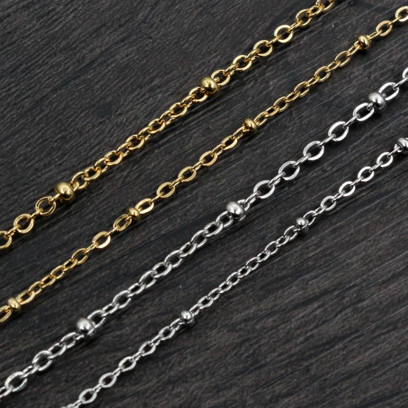 5 Meters Never Fade Stainless Steel Gold Plated Cross Ball Necklace Chains For DIY Jewelry Findings Making Handmade Supplies