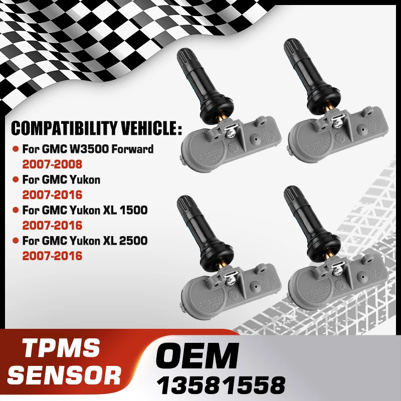 

1/4PCS Car TPMS Tire Pressure Monitor Sensor System For GMC W3500 Forward GMC Yukon GMC Yukon XL 1500 GMC Yukon XL 2500 13581558