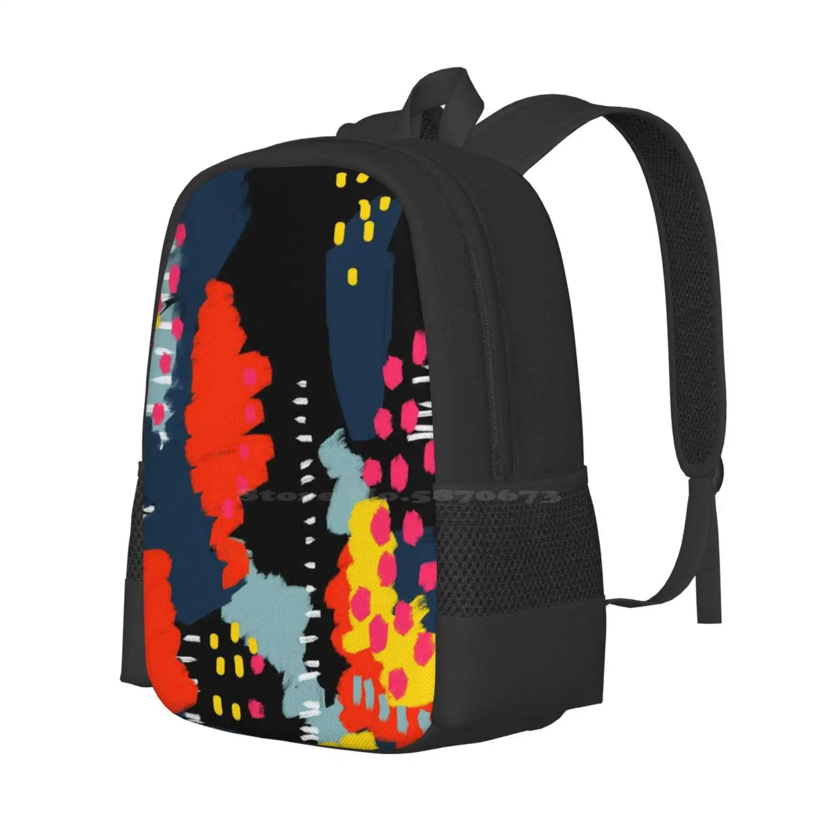 Dark Side Teen College Student Backpack Pattern Design Bags Abstract Pattern Graphic Bold Bright Fun Fashion Colorful Pink Red