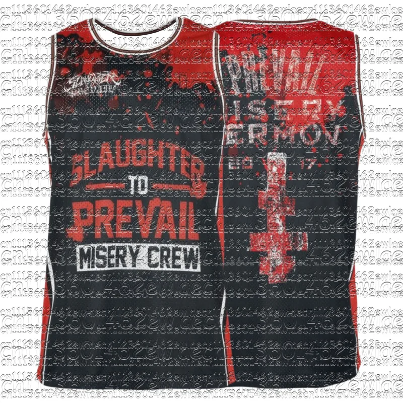 Family Matching Slaughter To Prevail Basketball Jersey Sleeveless Crewneck Mesh Loose Fit Streetwear Casual Metal Music Tank Top