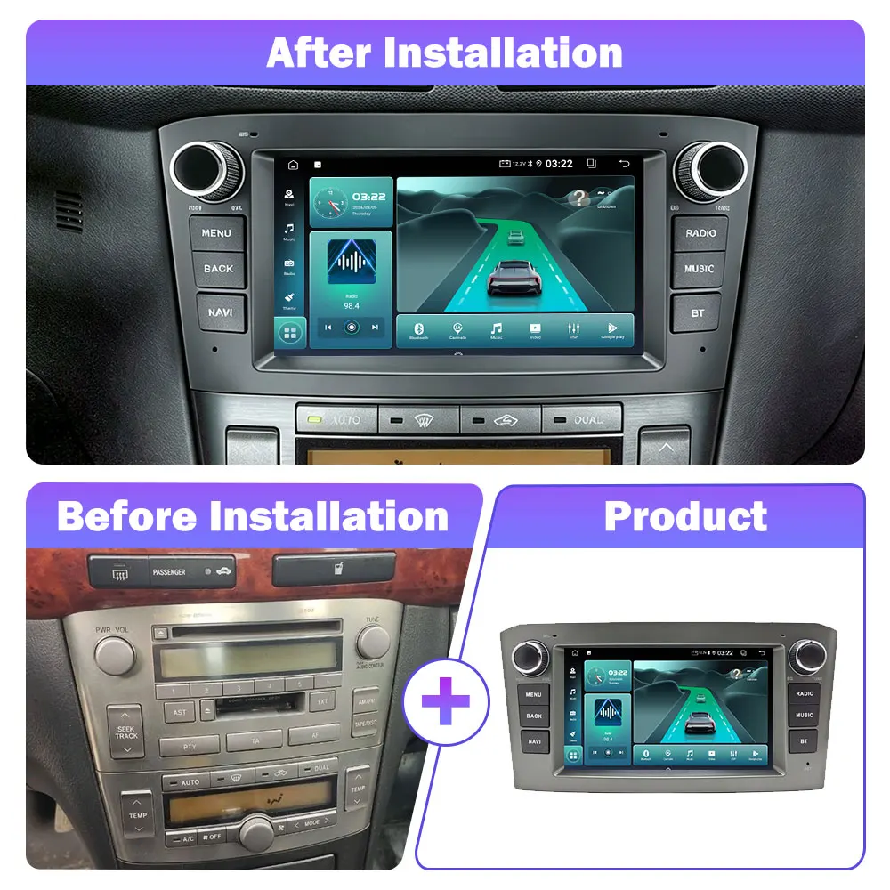 7 Inch Car Multimedia Player CarPlay Android 15 For Toyota Avensis T25 2002-2010 Stereo Car Radio Autoradio GPS Navigation BT FM view 2