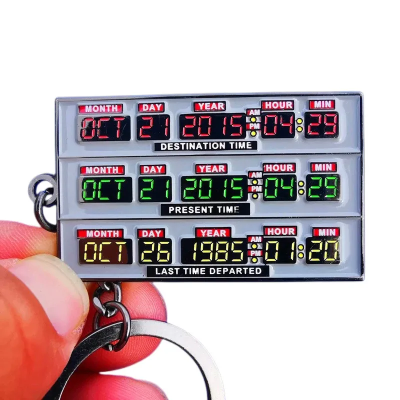 Back To and Those Future Series Keychain Classic Science Fiction Comedy Movie Time Machine Enamel Keyring Jewelry Presents