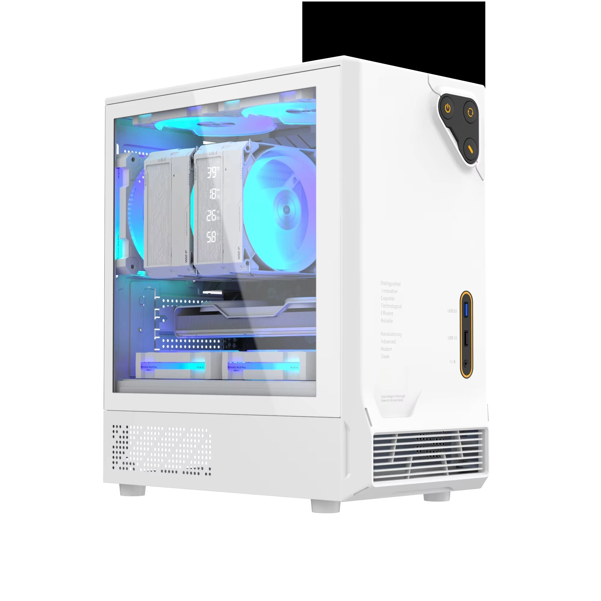 In‑Stock Black M‑ATX Sea‑View Gaming PC Case, Side Window, 240mm Water‑Cooling Supported, Empty Desktop Chassis