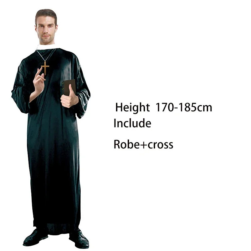 Sn66-男性と女性のためのハロウィーンのコスプレコスチューム,カーニバルの服,長い修道女のドレス,宗教的なカトリック教会の服,Missw & M