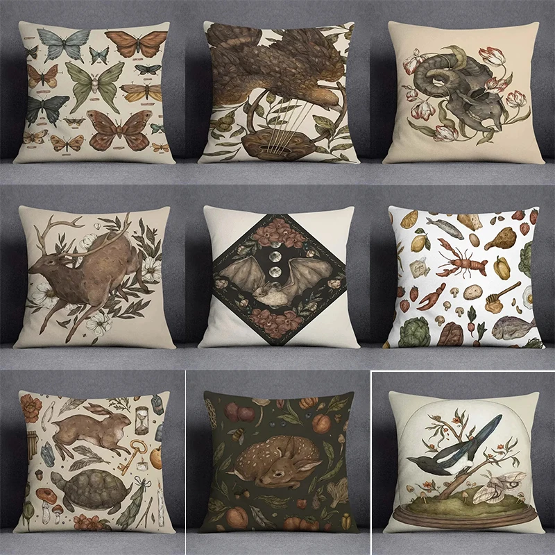 

Forest Animal Butterfly Print Pillowcase Square Car Sofa Office Cushion Pillowcase