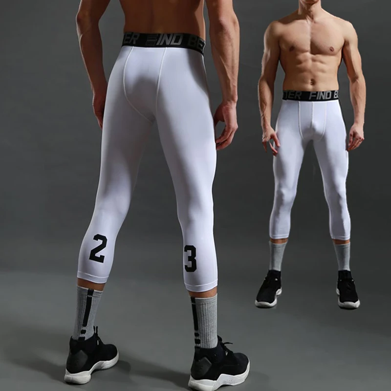Breathable basketball Fitness capris Men's Quick Dry Running training High elastic compression tight leggings Custom  Kobe logo