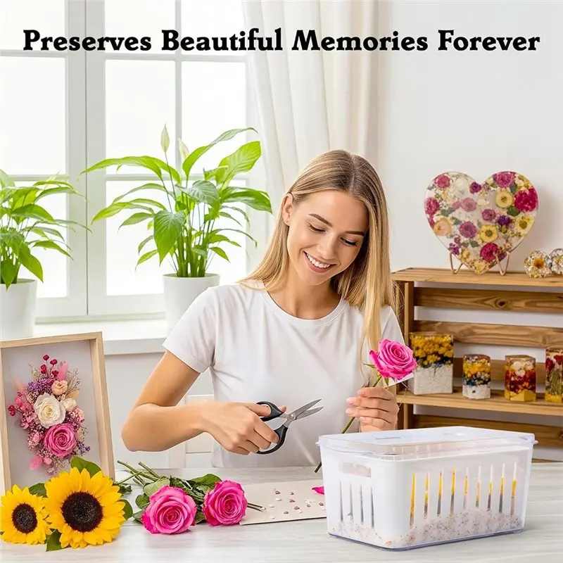 10L Large Gel Flower Drying Container, Preserve Wedding Bouquets, Funeral Flowers. For DIY Dried Flower Crafts