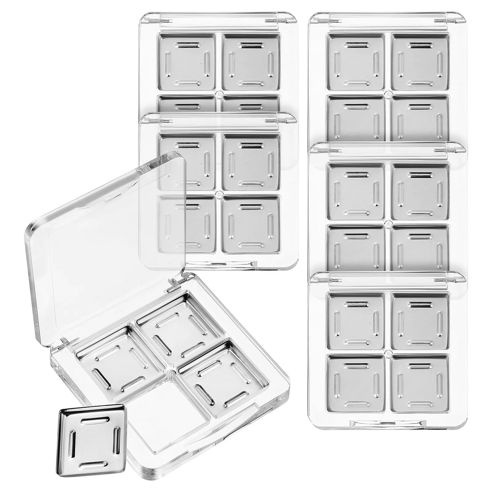 

6Pcs Empty Makeup Palette Eyeshadow Container Sturdy Transparent Organizer Tray Multi-Compartment Empty Makeup Palette