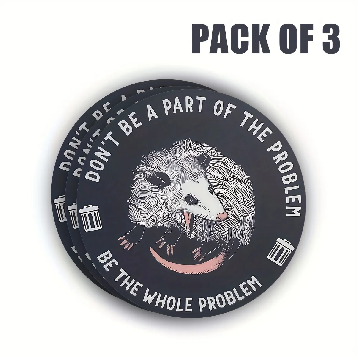 Pack of 3 Opossum Bumper Stickers-