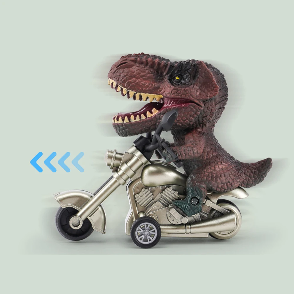 Dinosaur Modeling Pullback Motorcycle Simulation Locomotive Car Miniatures Item Animal Figurines Dinosaur Toys Childrens