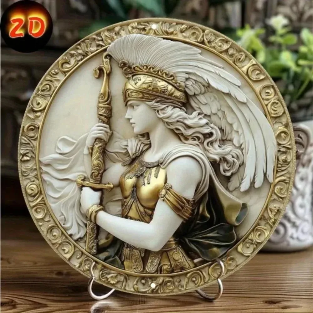 Glam Retro Athena Goddess Aluminum Wall Art 8x8 Inch Waterproof Durable Metal Sign For Living Room Bedroom Home Decor