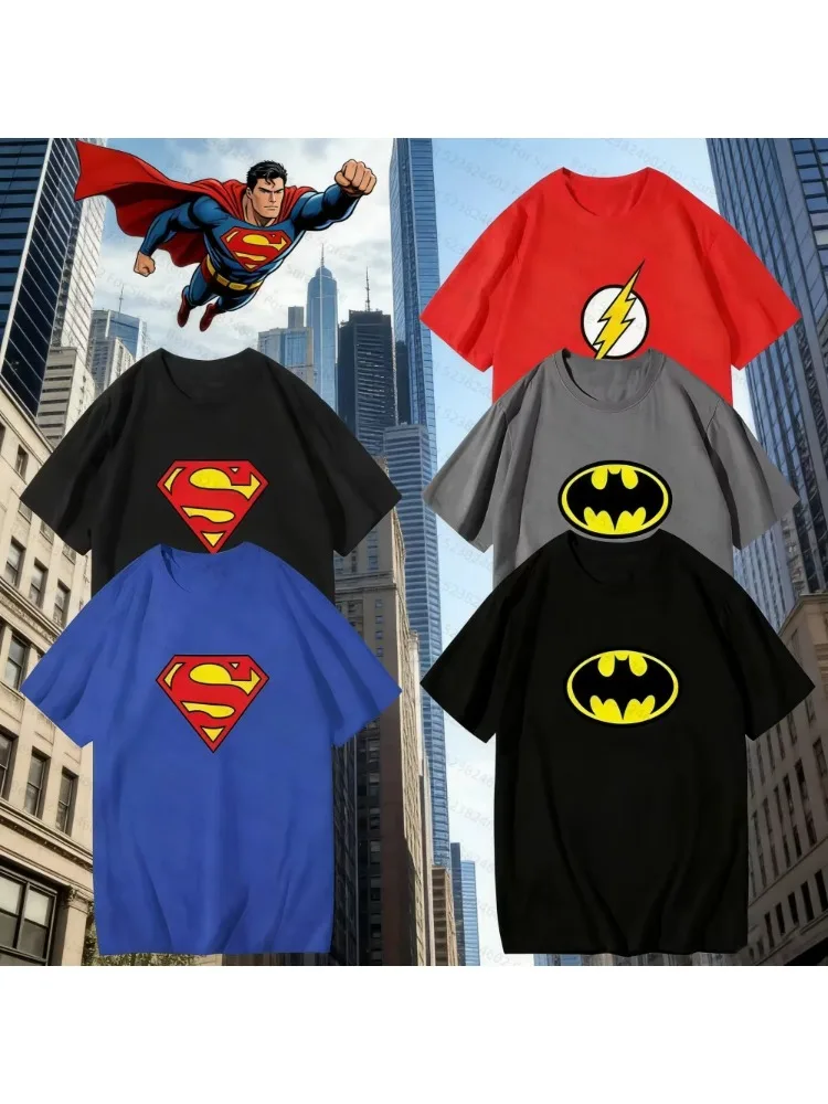 2026 Nieuwe Klassieke Batman & Superman Print Katoen Heren T-shirt Zomer Korte Mouw Streetwear Tees Casual Plus Size Unisex Tops - afbeelding 2