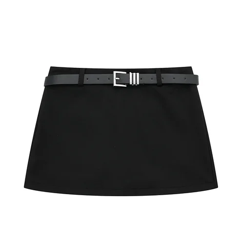 Imagen 2 del producto KUCLUTY2K 2023 otoño Spice Girls con cinturón traje Falda corta mujeres Vintage cintura baja Anti-caminar cadera A-line Mini falda