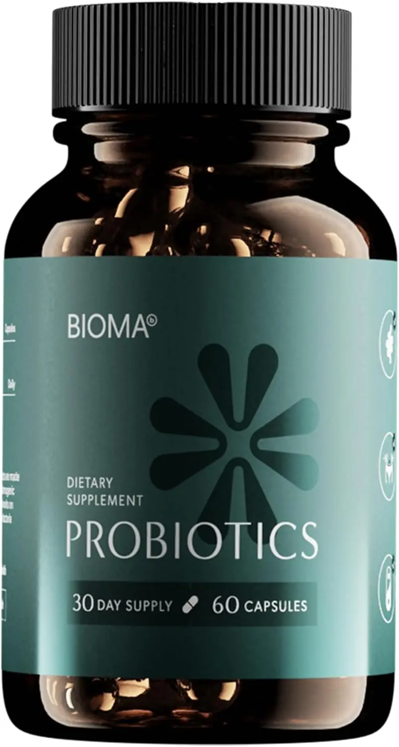 Bioma Probiotics para Gestión de Peso y Salud Digestiva – 3 en 1 con Postbiotics, Prebiotics y Probiotics, Cápsulas Sinbióticas de Liberación para Salud Intestinal + Multi Enzima, 60 Cápsulas