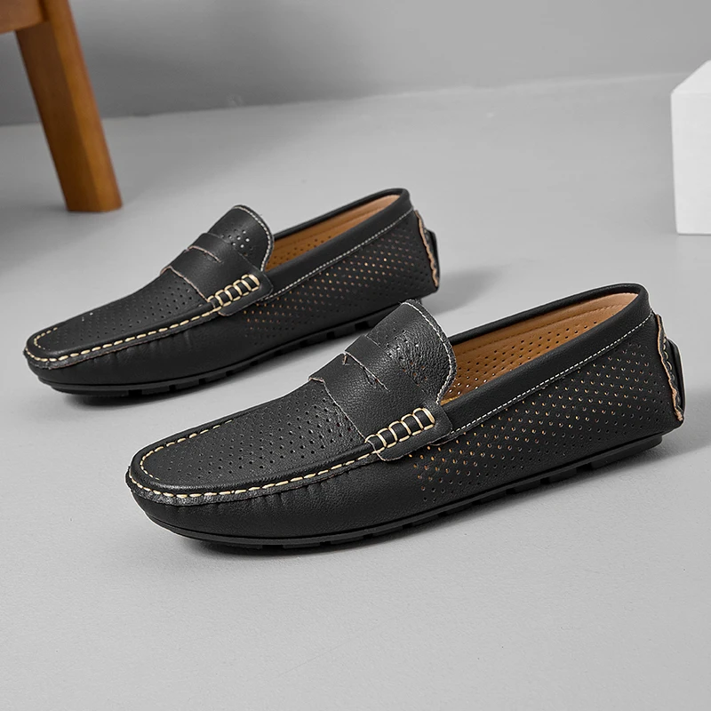 

Новые весенние и летние прогулочные повседневные мягкие лоферы для мужчин на мягкой подошве, дышащей сетчатой поверхностью и однотонными цветами