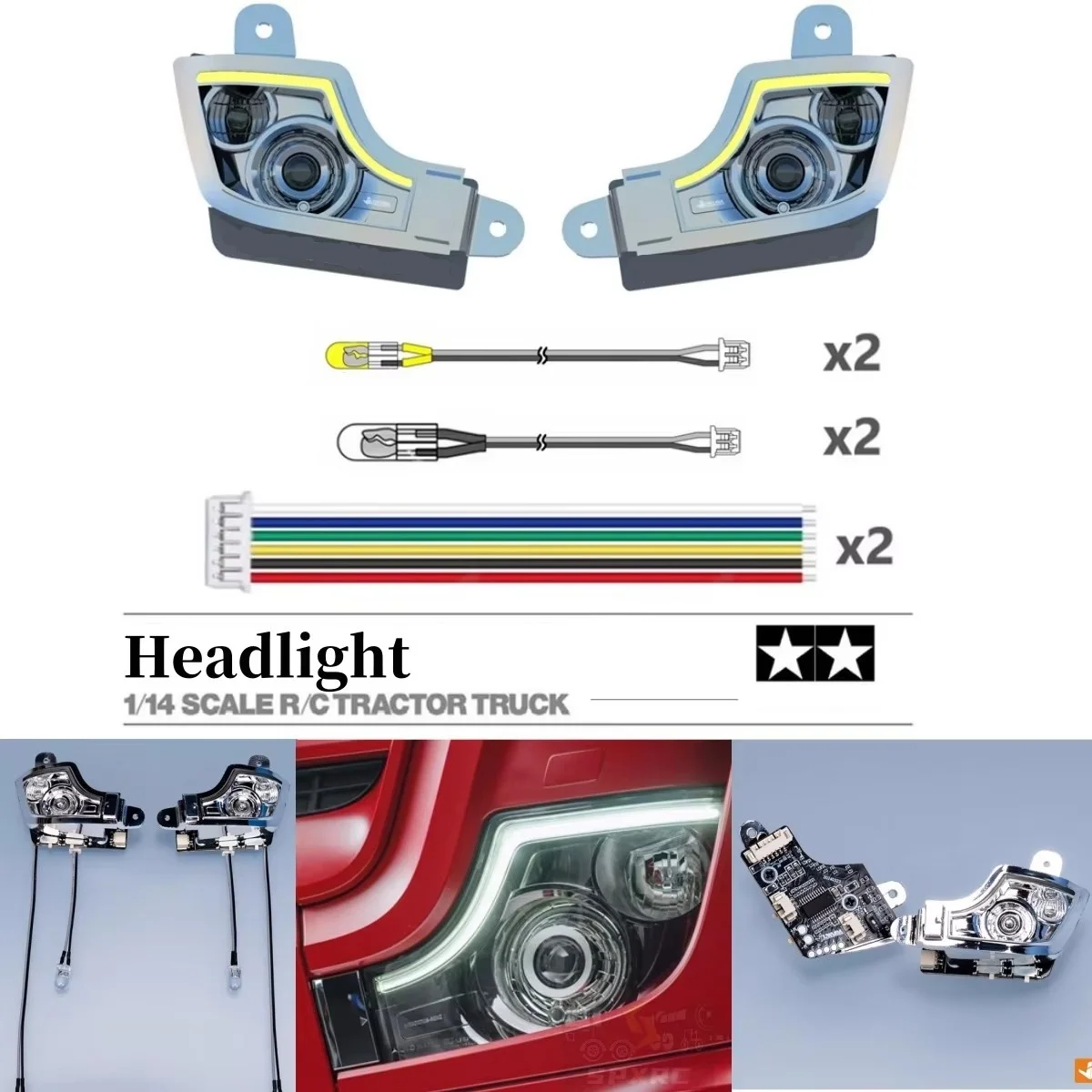 3363 RC نموذج LED نظام الإضاءة الأمامية مصباح الضوء الخلفي ل 1/14 Tamiya Actros 1851 MFC-03 M24 وحدة RC جرار قطع غيار السيارات