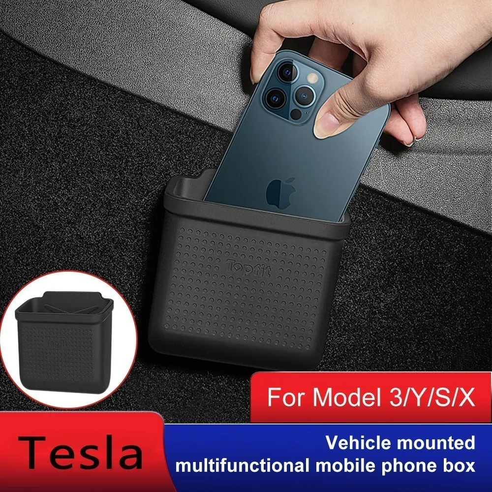 Hidden Silicone Storage Box For Tesla Series Easy Install Bag Model 3 S X Y 2022 New Auto Interior Accessories Universal Parts