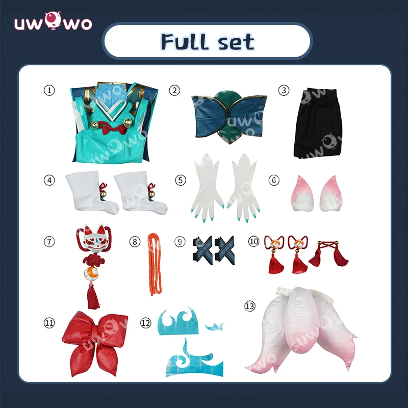 سلسلة UWOWO Collab: لعبة كيريكو التأثيرية إيناري كيريكو سكين يوكاي أزياء تنكرية XS-2XL مع قناع أزياء الهالوين