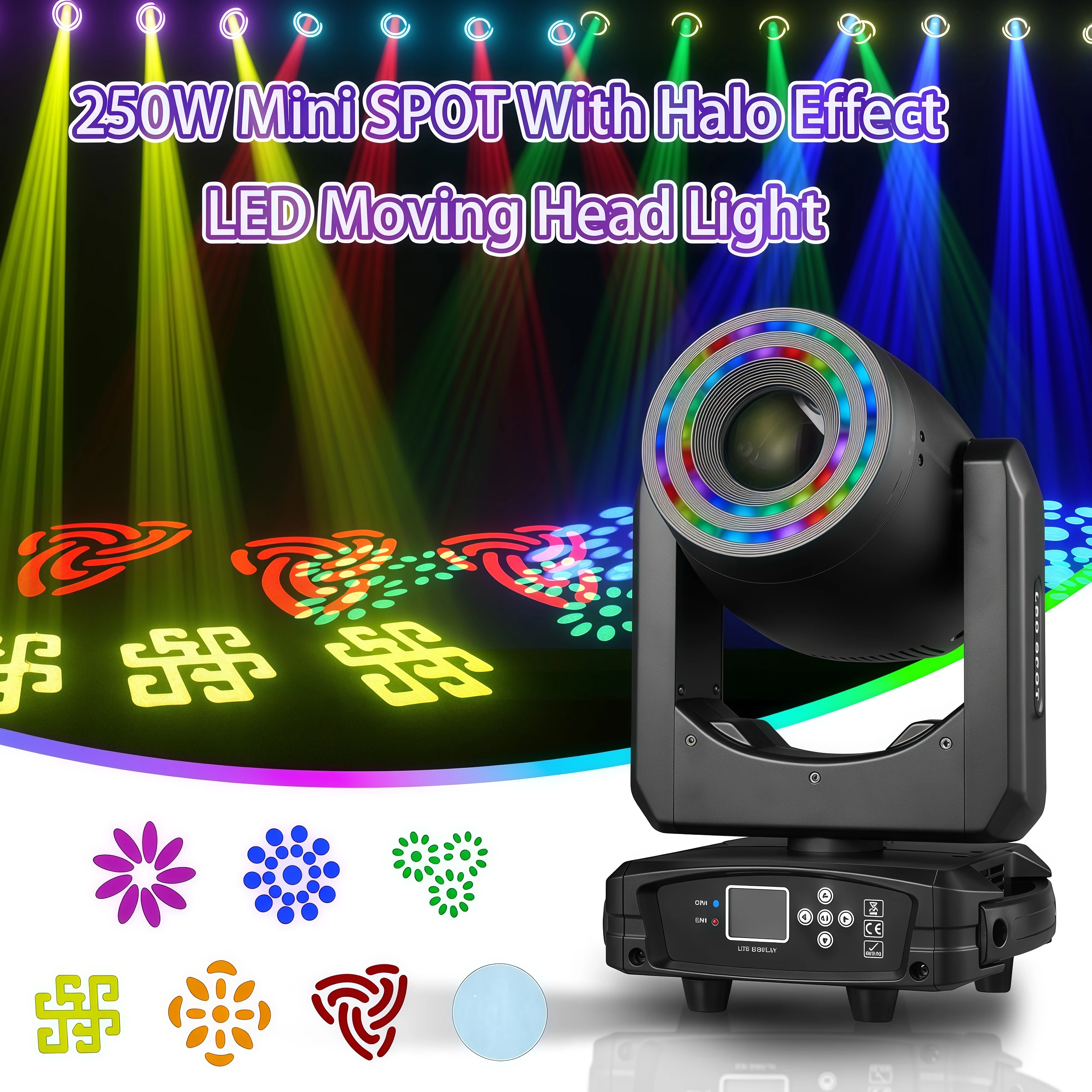 New LED 250W SPOT With Halo Effect Moving Head Light Luces Dj Disco Club Stage Wedding Event Moving Head Dj Lights