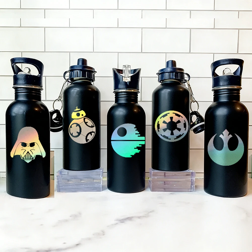 16-teiliges Set Space Wars Vinyl-Aufkleber Darth Vader Yoda Abziehbilder Wasserfeste Abnehmbare Aufkleber für Kinder Jungen Geburtstagsparty Glasbecher