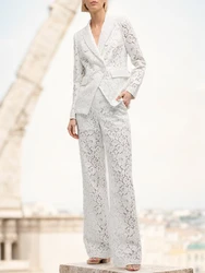 Pantaloni di pizzo bianco fatti a mano abiti per le donne matrimonio consiglia Set di pantaloni Set due pezzi pantaloni Blazer abiti Punk abiti estivi