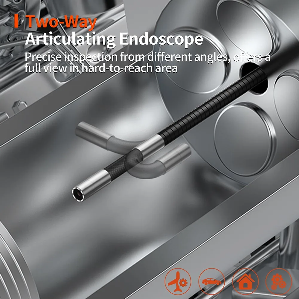 Two-Way Articulating Borescope 6mm Lens Endoscope Camera With Lights 4.3 Inch Industrial Inspection Snake Camera PQ321