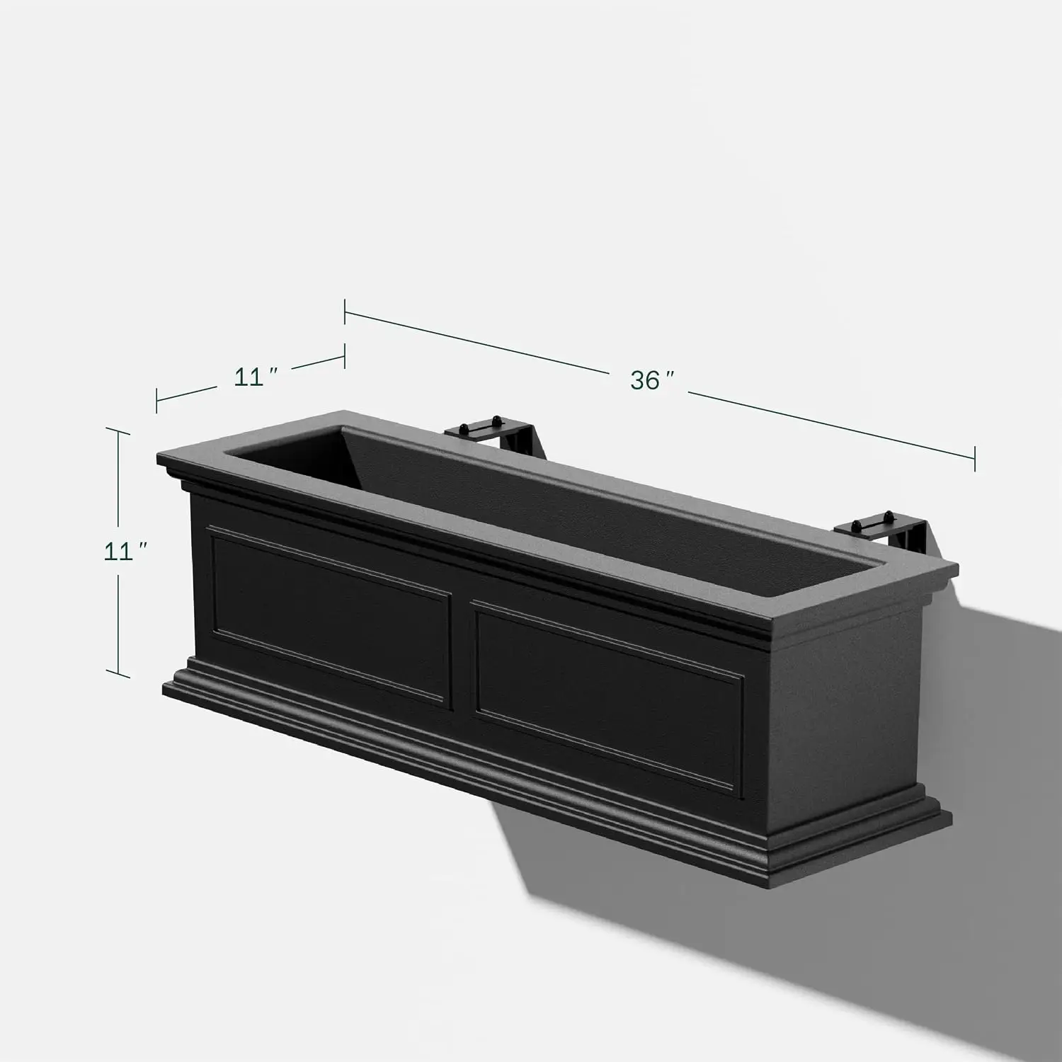 Brixton Series Plastic Railing Planter - Rectangular Planter for Outdoor Deck/Balcony | Crack-Resistant with Adjustable Rail Att