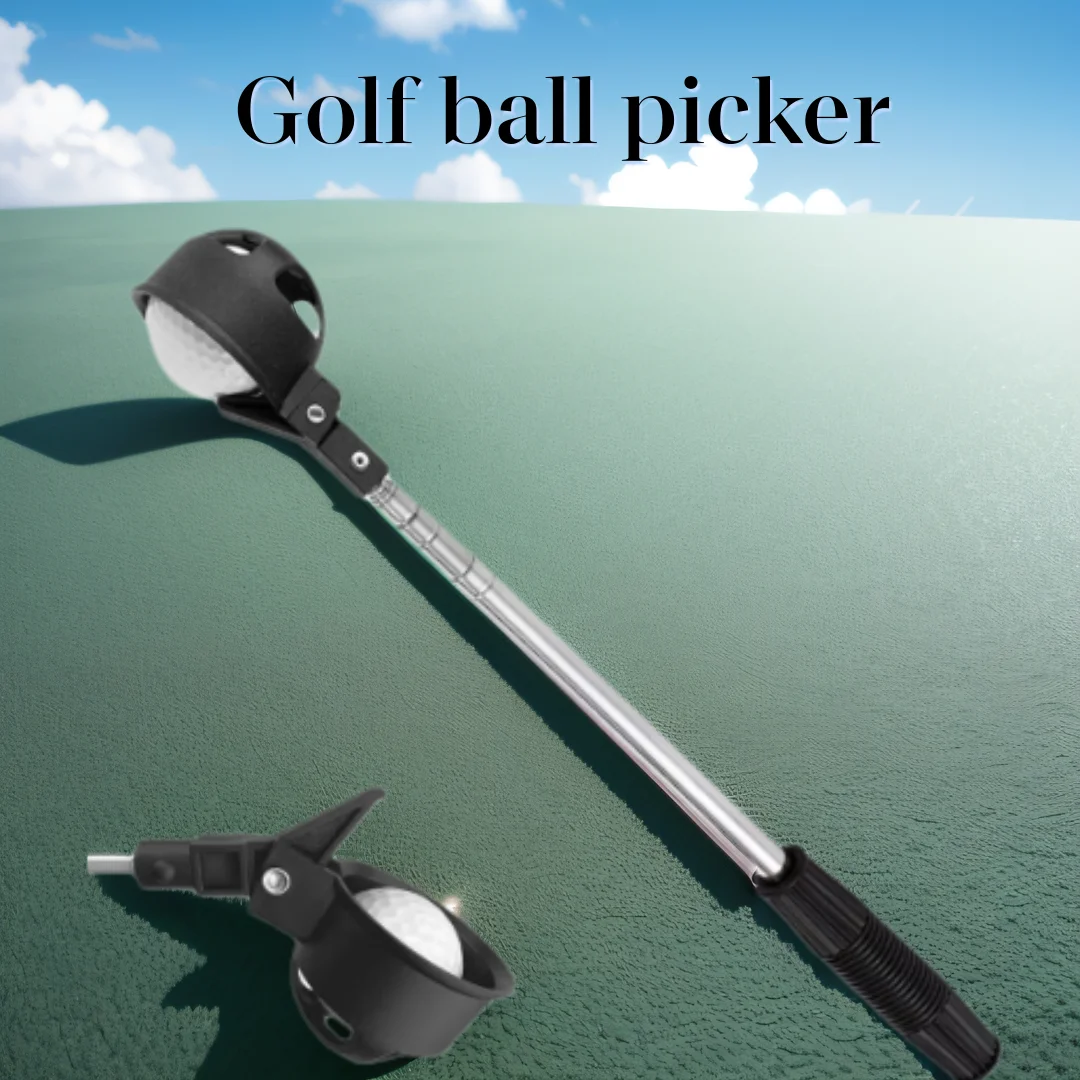 Golfball-Pickers, Teleskop-Pickup aus Edelstahl, Golf-Trainingshilfe mit automatischer Sperrung, Schaufel-Typ-Pickup für Golfbälle
