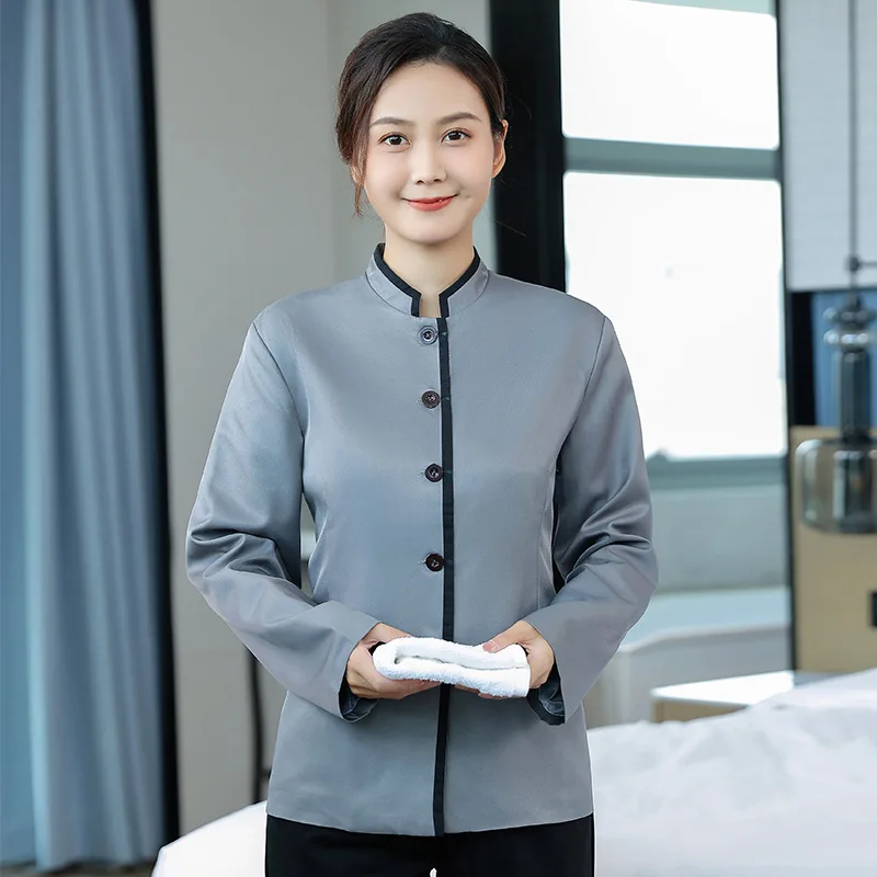 Hotel Cleaning Work Clothes Long Sleeve Female Hotel Guest Room Property Hospital Housekeeping Catering Cleaner Autumn and Winte