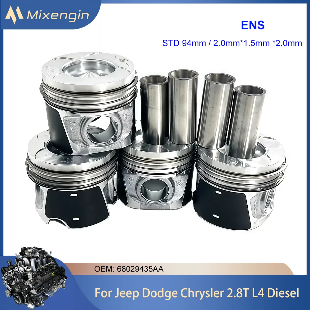 أجزاء المحرك مجموعة المكبس والحلقة تناسب ENS 2.8T L4 الديزل لسيارة جيب رانجلر شيروكي دودج نيترو كرايسلر جراند فوييجر V 2.8L 2007+