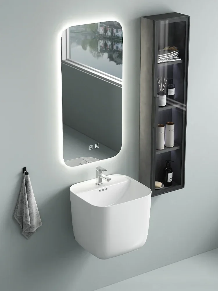 

Ceramic wall-hung washbasin, integrated washbasin, bathroom, balcony washbasin, small apartment wall-hung small sink