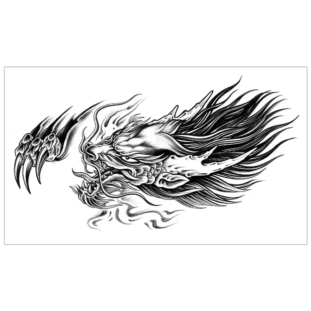 

Dragon Temporary Tattoo Stickers Long Lasting Semi-Permanent Dragon Head Stickers Anti Sweat Waterproof