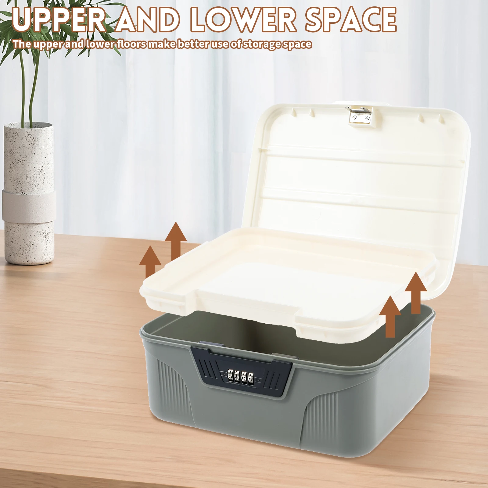Portable Plastic Lockable Storage Bin Digital Password Lock Safe Box Household Cash Jewelry Privacy Security Storage Box