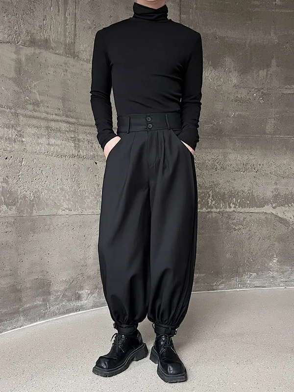 

New Chinese Sle Improved Lantern Pants Men Women Wide Leg Cuffed Samurai Boot Casual Pants Design Sensation Streetwear