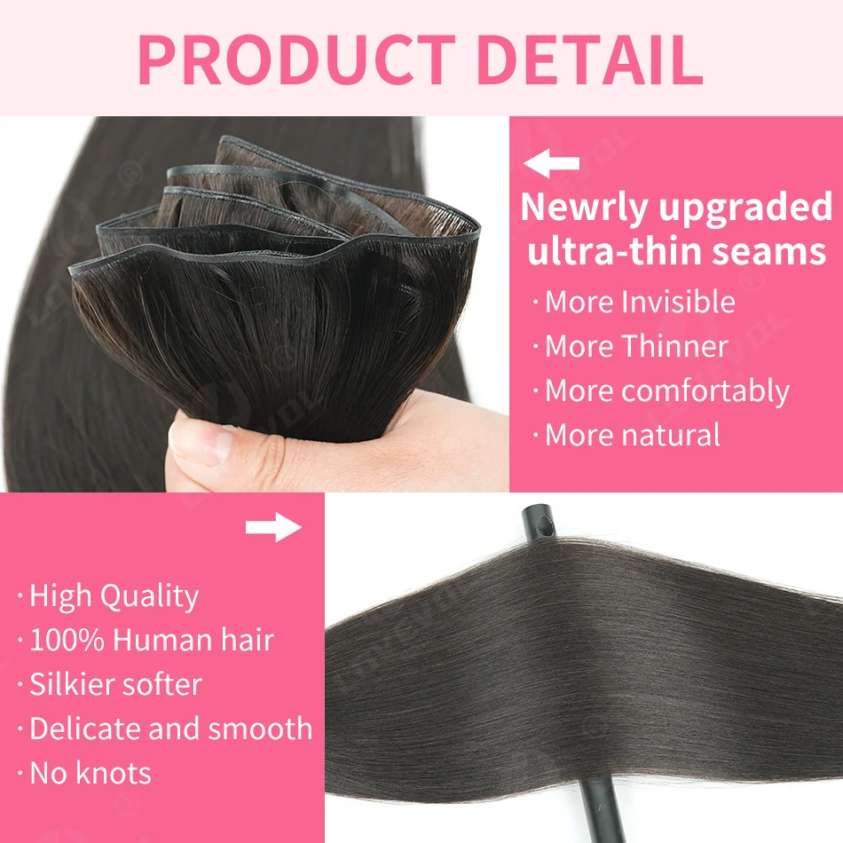 Genius Weft Human Hair Extensions  50g/pcs Cuttable Seamless Invisible Remy Sew-In Beaded Row Thin Track for Hair Extensio