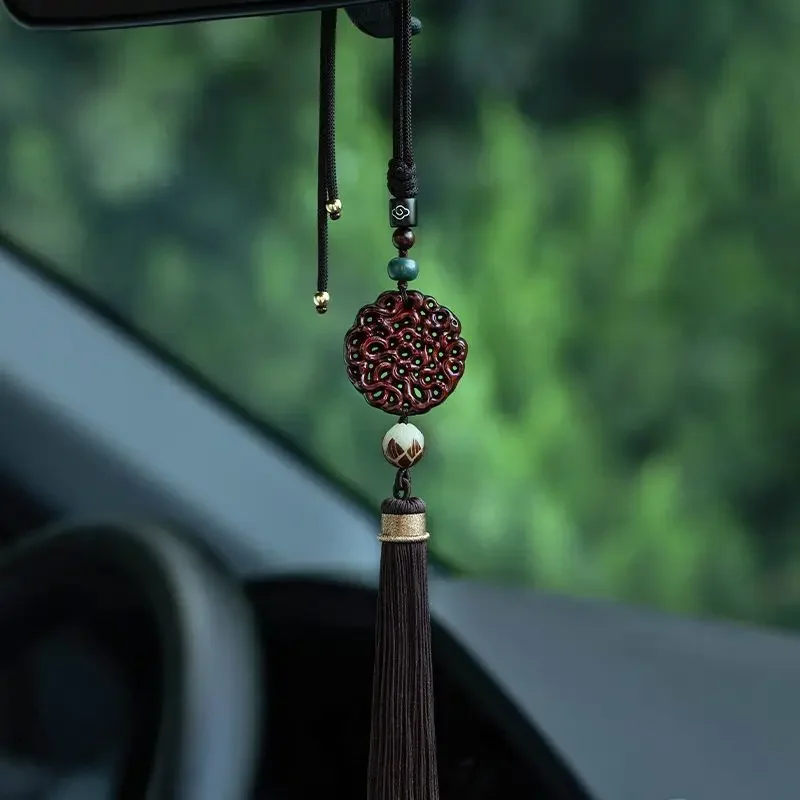 Rosewood Passepartout High-end Car Pendant Men's and Women's Car Rearview Mirror Hanging Jewelry Safe in And Out Blessing Charms