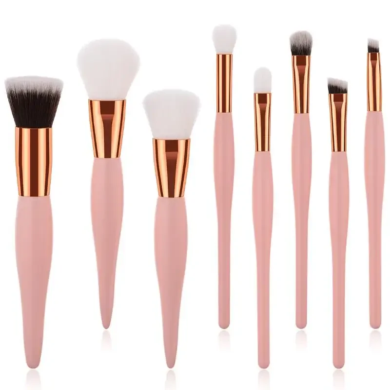 8 pçs pincéis de maquiagem conjunto fundação pó blush sombra de olho maquiagem cosméticos completo profissional compõem escova