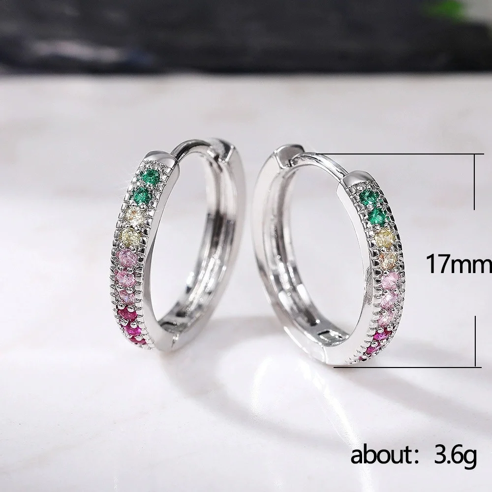 

Buyee 925 Sterling Silver Female Hoop Earring Color Zircon Earrings for Women Fashion Party Fine Jewelry Gift Gift