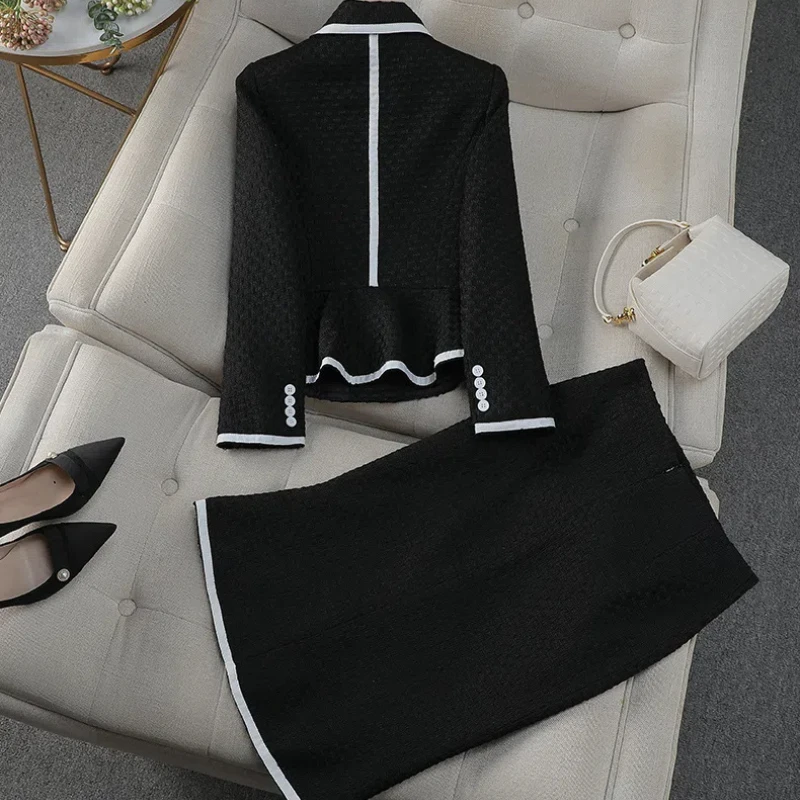 Luxury Women\'s Skirt Suits Celebrity Little Fragrance Suits Temperament Slim Skinny Occupational Suit Blazer Sets Fishtail Skirt