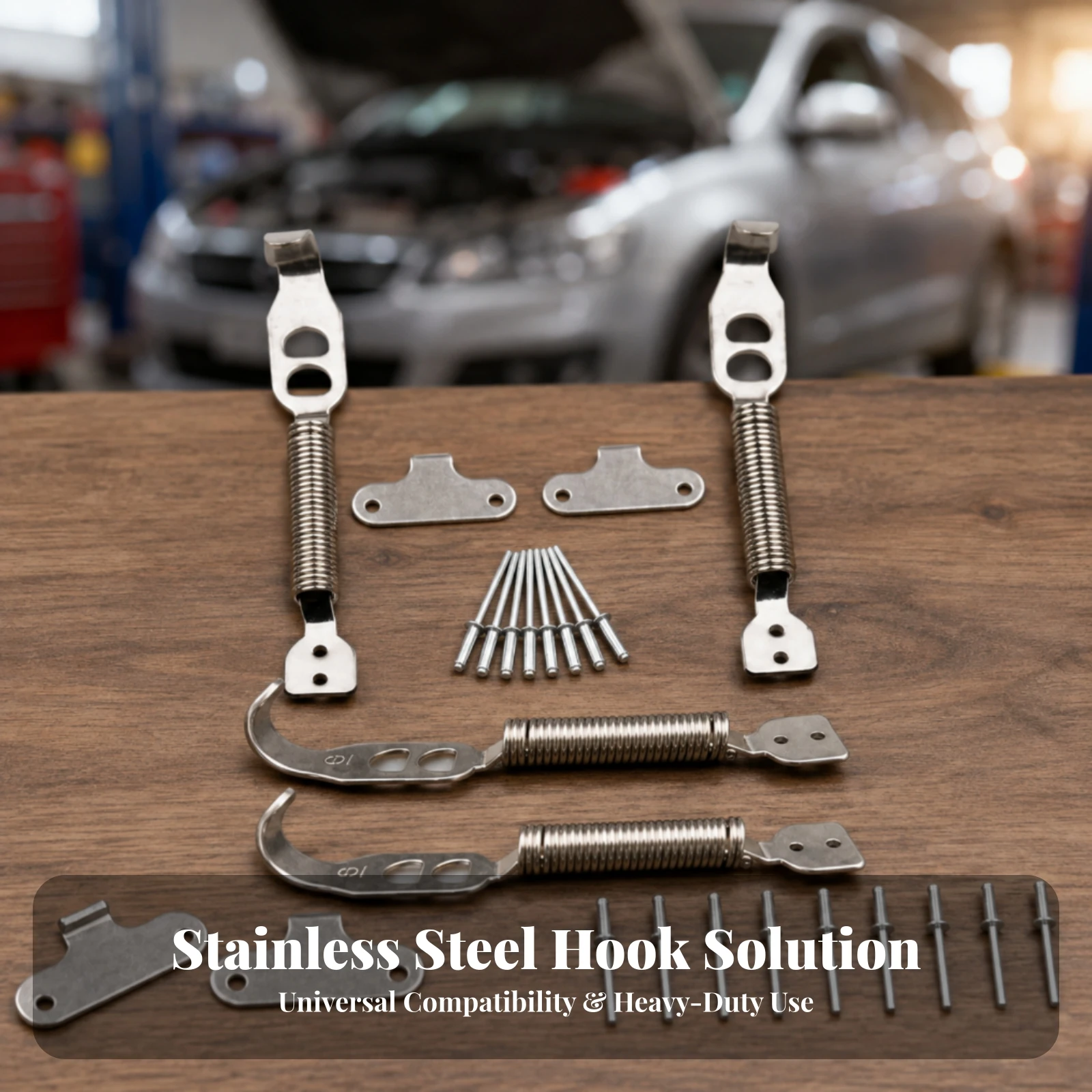 Trunk Spring Heavy Duty Automotive Tension Spring Hook with Rivets Auto Accessory Anti-Break