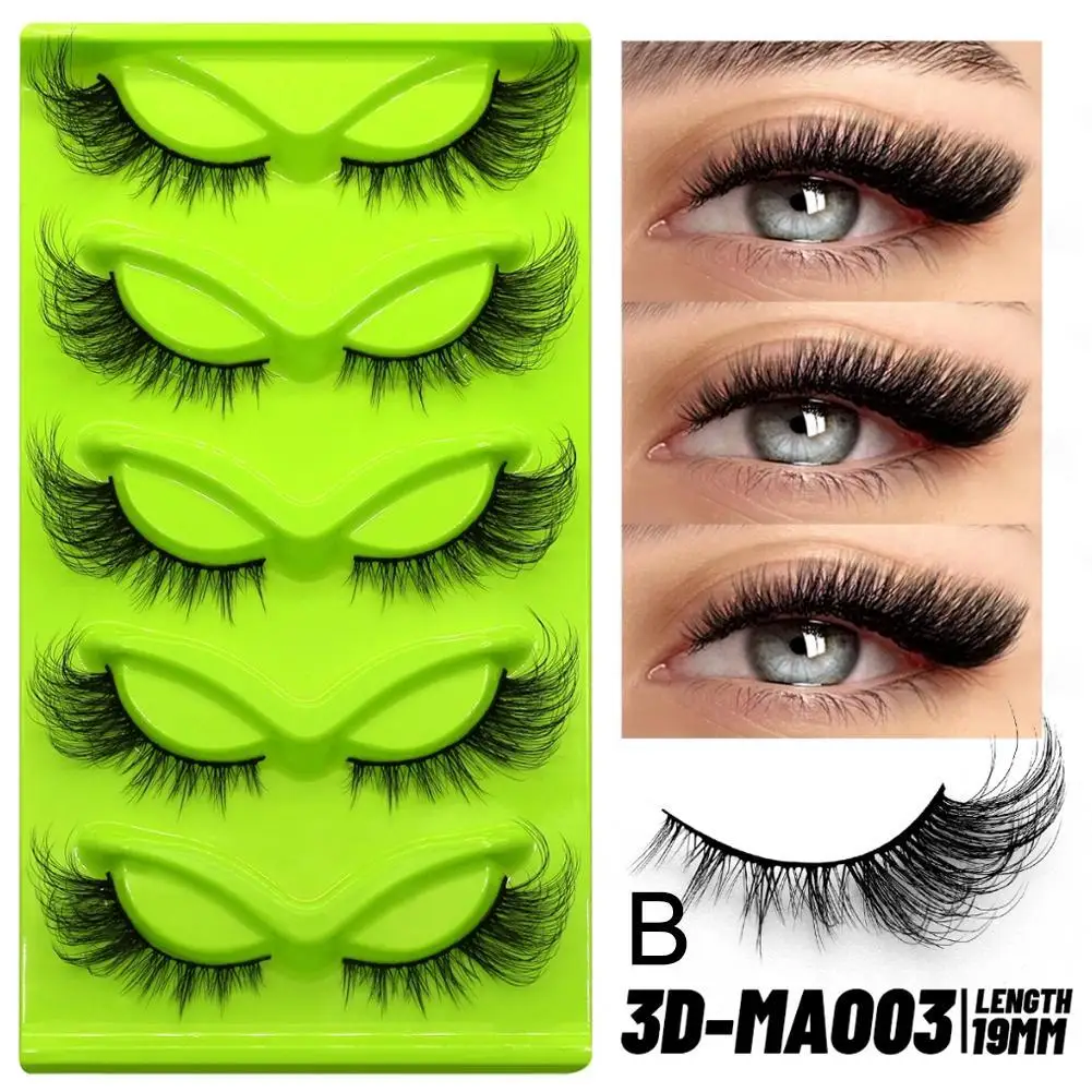 

5 pairs Cat Eye Lashes Faux Mink Eyelashes Natural Look Fluffy Soft Cross Wispy Full Strip Lashes Eyelash Extension set