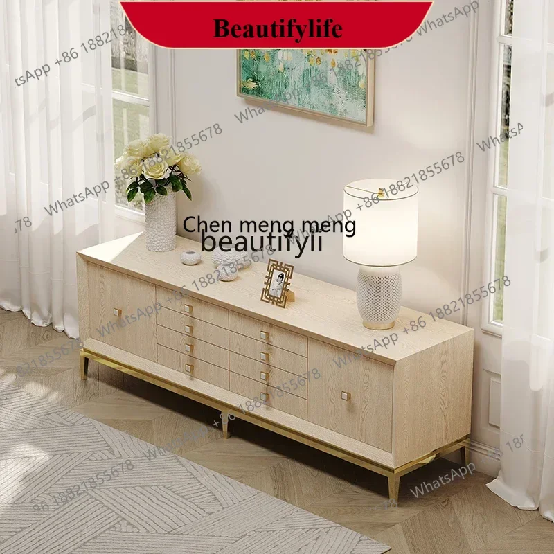 D178   American light luxury TV cabinet modern simple living room new high-end solid wood floor cabinet