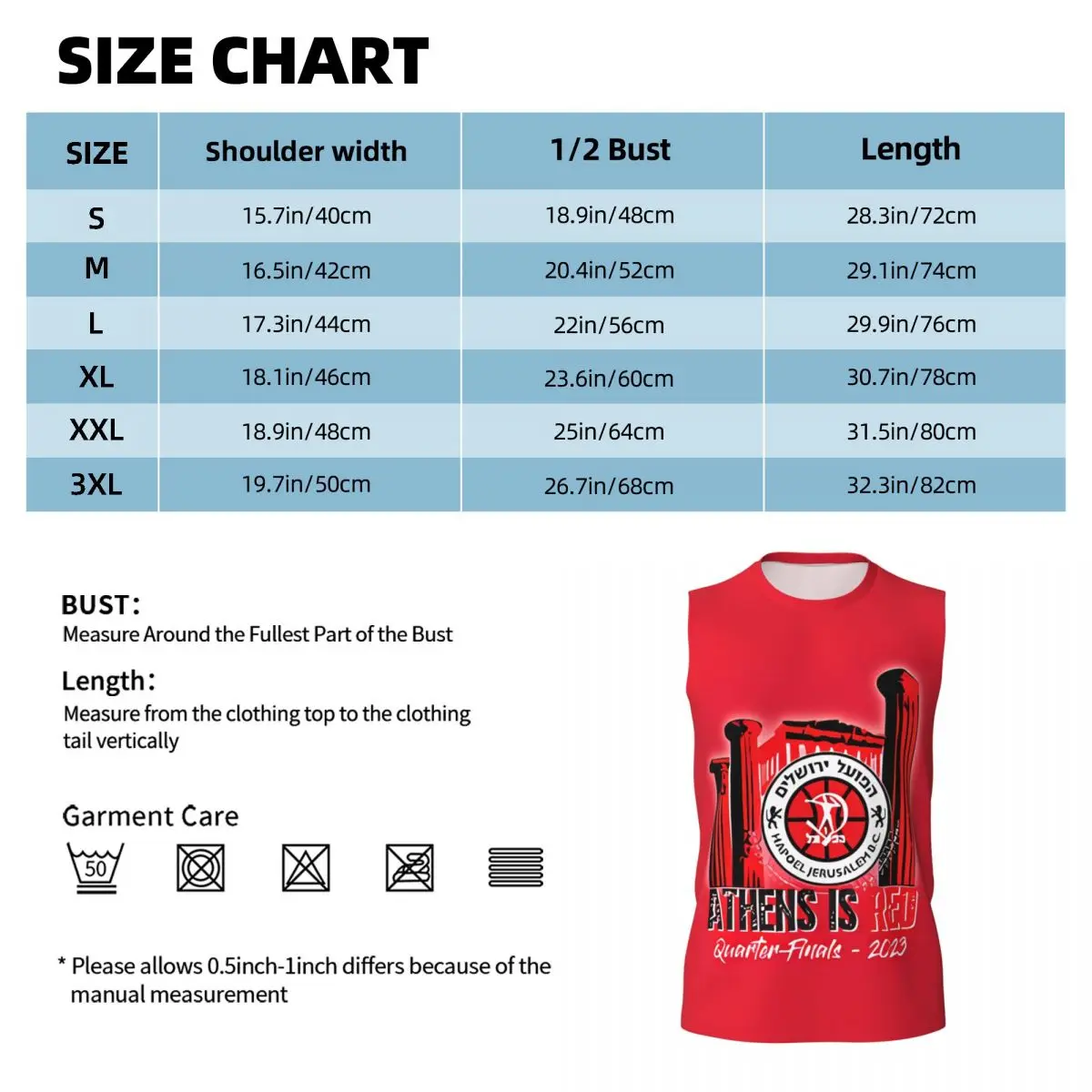 Hapoel Jerusalem Basketball Athletic Men's Hd Print Cotton Tank Top Muscle Tee Sleeveless T-Shirt Tagless Tank Undershirt